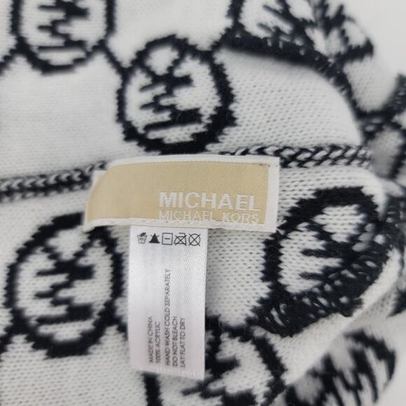 Michael Michael Kors Monogram Logo Ribbed Cuff Knit One Size Beanie - Picture 2 of 4